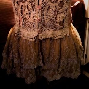 Boutique Crochet & Lace Peasant Top
